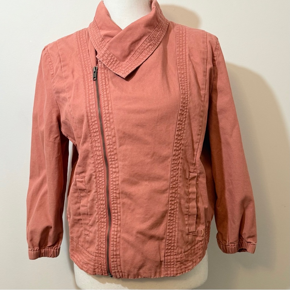 Hurley Rust Coral Asymmetrical Zip Cotton Moto Jacket Women’s — Size Medium
